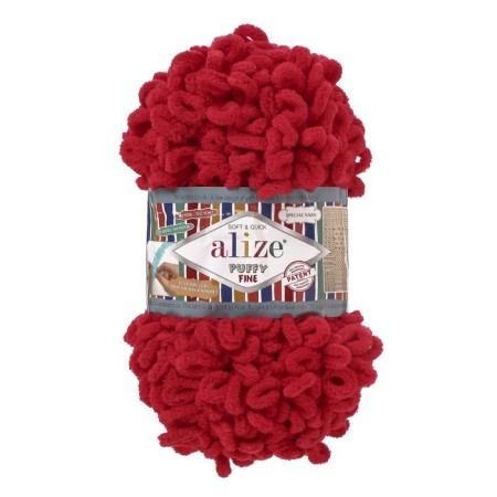 Yarn "Puffy Fine" 100% micropoliester 14.5m/100g (56 red)-1