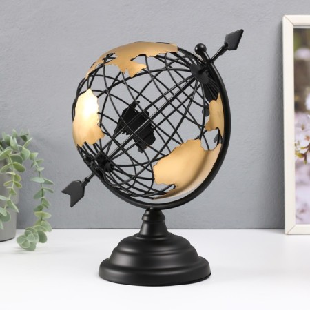 Souvenir Metal "Globe with an arrow" Black 27x17x30 cm-2