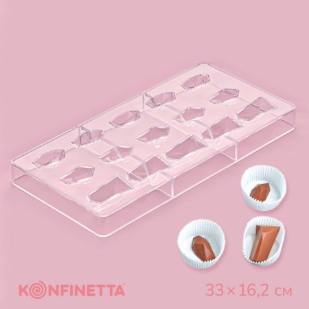 Konfinetta Chocolate Form "Gemstones", 33 × 16.2 cm, 16 cells, (2.5 × 3/4.5 cm)