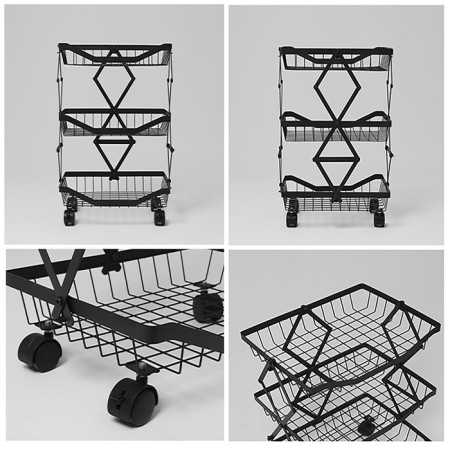 Folder drive on wheels, 3 shelves, 35.3 × 27.3 × 53.3 cm, black color is-6