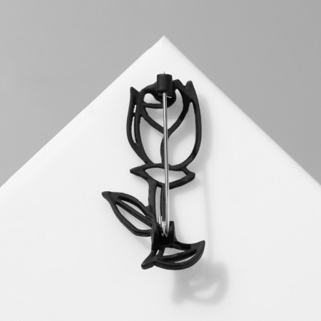 Brooch "Flower" contour rose, black color-2