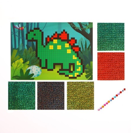 Sticky mosaic "Dinosaur", EVA stickers + rhinestones-3