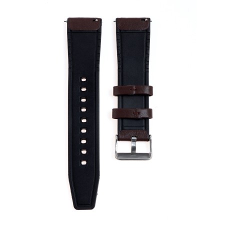 Hours strap with quick-detachable studs, 20 mm, eco-leather, L-22 cm, brown-2