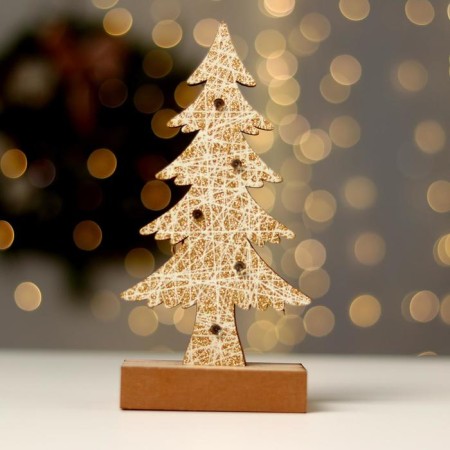 New Year's decor with backlight "New Year's spruce" 9 × 5 × 19 cm, white-2
