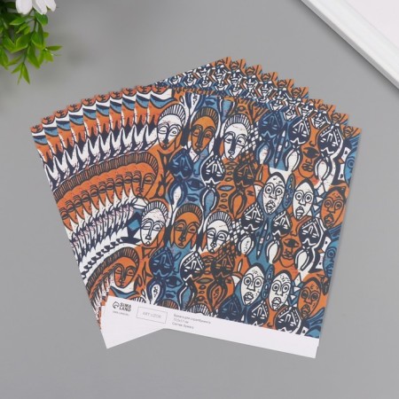 Scrapbooking paper "Africa. Faces" density 180 grams set 10 pcs 15.5x17 cm-1