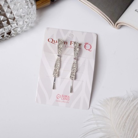 Invisibility for hair "Magic shine" (set 2 pcs) bow, 5.5 cm, silver-2