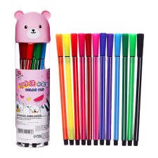 Flomasters 12 colors in a tube bear pink, ventilated cap
