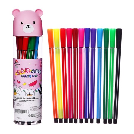 Flomasters 12 colors in a tube bear pink, ventilated cap