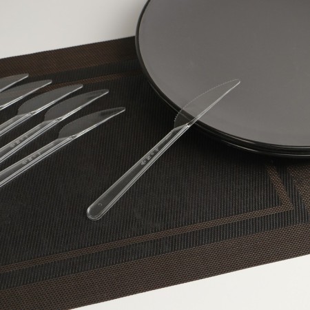 Plastic disposable knife "premium", 18 cm, transparent color, set of 6 pcs/pc.