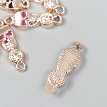 Decor for creativity plastic for metal "Skull with a rhinestone" gold mix 0.9x0.5x3 cm-1