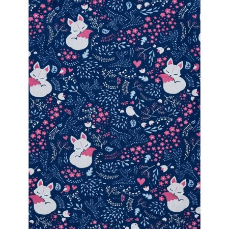 A set of pillowcases, size 40x60 cm, print, foxes, blue color - 2 pcs.-2