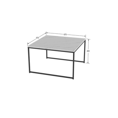 Table Journal Over, 670x670x400, white marble/black-1