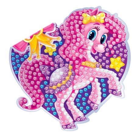 Diamond mosaic sticker for children "Pony", 10 x 10 cm. Set for creativity-1