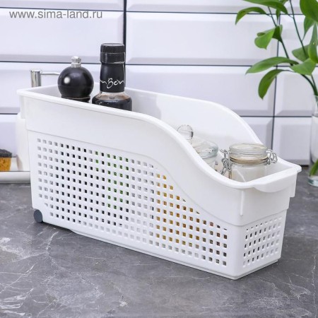 Container for storage Economic "Loft", 3 l, 35.5 × 13 × 17 cm, on wheels, white color-6