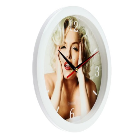 The clock is wall, interior, "Merlin Monroe", silent, D-28 cm, white-2