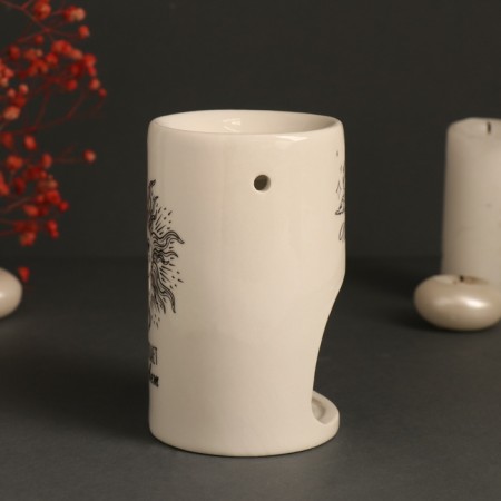 Aroma lamp ceramics "after the night there is always dawn" White 7.2x7.2x11.6 cm-4