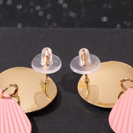 Earrings Metal "Geometry" line, pink color in gold-2