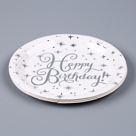Paper plate "Happy Birthday", stars, in a set of 6 pcs.-1