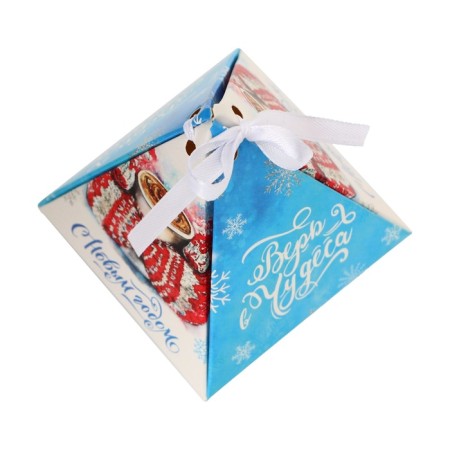 New Year. Bonbonniere, New Year's gift packaging "Cocoa Cocoa", 7 × 7 × 7.5 cm.-3