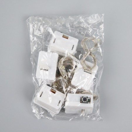 Set of garlands "Thread" 1 m Rosa, IP20, silver thread, 10 LED, white glow, 3 modes, AG13x3, 5 pcs.-4
