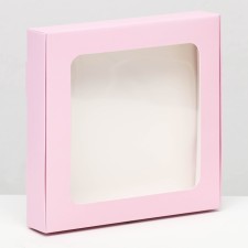 Self -charged box with a pink window, 16 x 16 x 3 cm