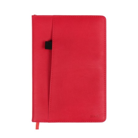 The diary is low, A5 160 sheets, leatherette, DEVENTE. KLINT, a solid cover with foam rubber, pocket, lies, block 70, red
