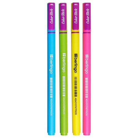 Gel pen 0.5 mm Berlingo Color Stick, black rod, MIX case-3