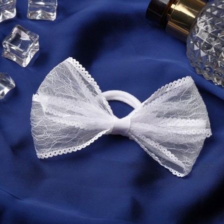 Hair gum "Bow" lace edge of the strip, 9 cm, white