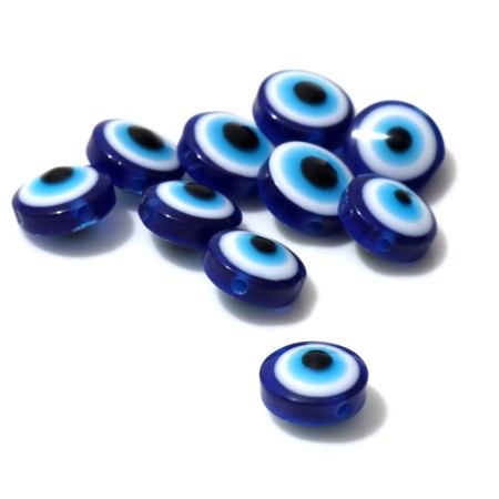 The bead "Eye" is flat, 1 × 1 × 0.6 cm, (set 10 pcs.), Blue color-1