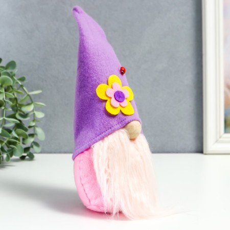 Interior doll "Dwarf in a cap with a flower and God's cow" 25x8x6 cm-2