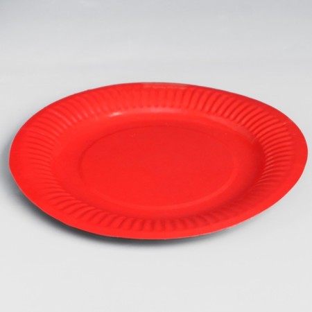 Disposable plate "red" laminated, cardboard, 18 cm