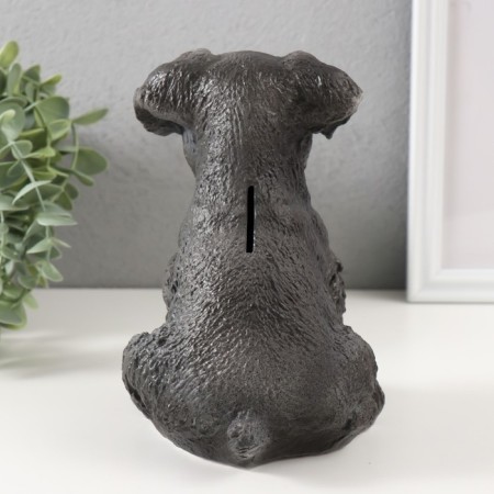 Piggy bank "Mittel puppy" height 17 cm, width 11.5 cm, length 16.5 cm gray-black-2