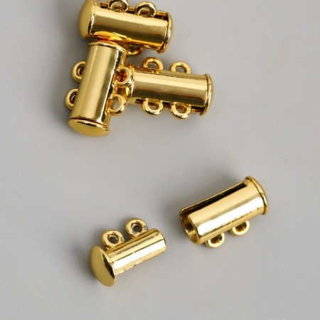 Fastener magnetic two -row metal gold 0.6x1.5 cm-3