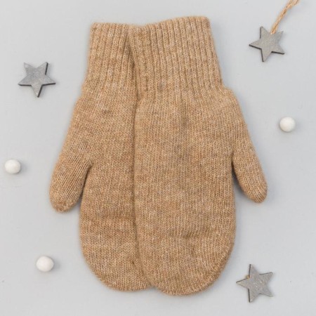 Women's mittens from Mongolian wool, beige color, size 17-19 (6.5-7.5)