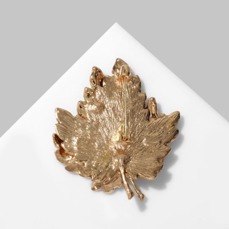 Brooch "Leaves" romantic autumn, colored in gold-1