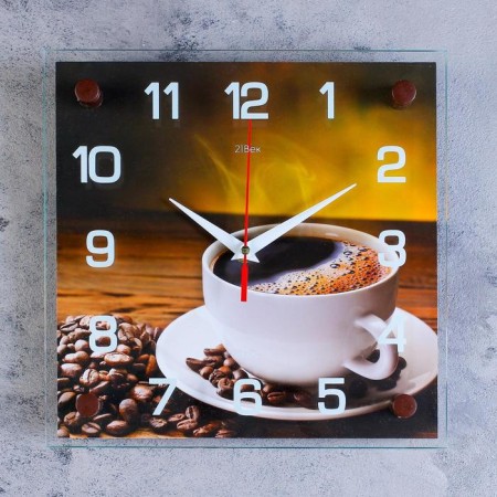Wall clock: kitchen, "coffee", silent, 25 x 25 cm