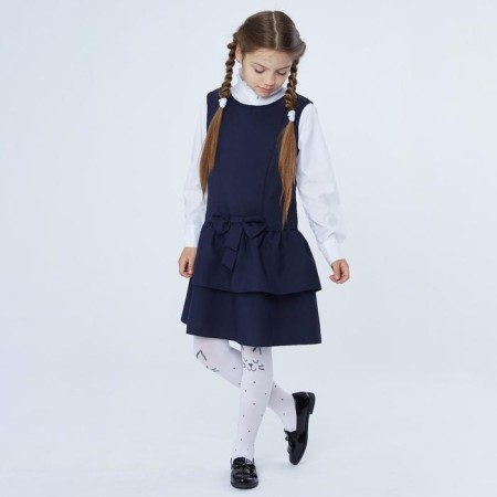 School sundress for girls, blue color, height 140
