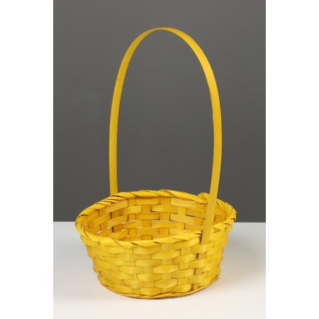 Wicker basket 20 x 20 x 9 cm, handle h = 25 cm, yellow-3