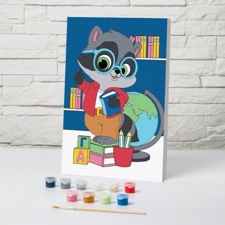 Picture on numbers for children "Raccoon", 20 x 30 cm-1