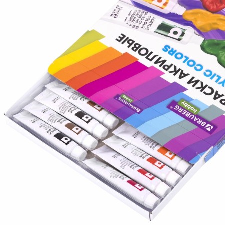 Acrylic paint in a tube, set 24 colors x 12 ml, Brauberg Hobby, 192404-2