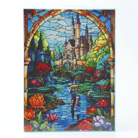 Diamond mosaic with full filling on canvas with a subframe "Castle", 30 x 40 cm-2