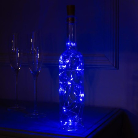Garland "thread" 2 m dew with a traffic jam, IP20, silver thread, 20 LED, glow blue, lr44x3