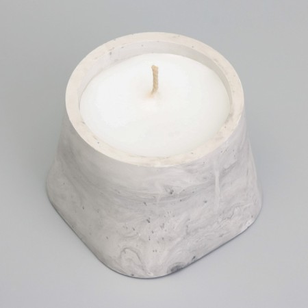 Candle "Trapezius" in the candlestick of gypsum smooth, 8x6cm, marble with black stripes-2