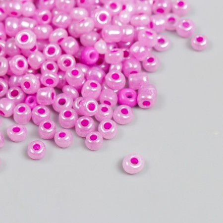 Round beads 6/0 "Pink-lilac mother of pearl" 20 g