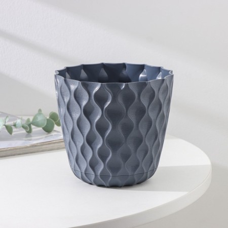 Pot for flowers with a pallet "Wave", 1.4 l, d = 14.5 cm, color gray color-1