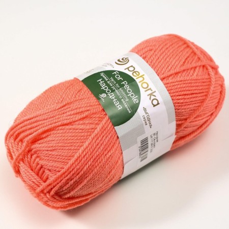 Yarn "Narodnaya" 30% wool, 70% acrylic volume 220m/100g (351-sv. Coral)-3