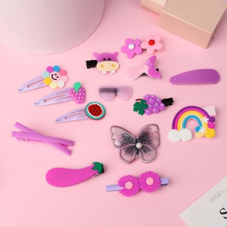 Hair set "Little Joy" (14 pcs) butterfly, lilac-1