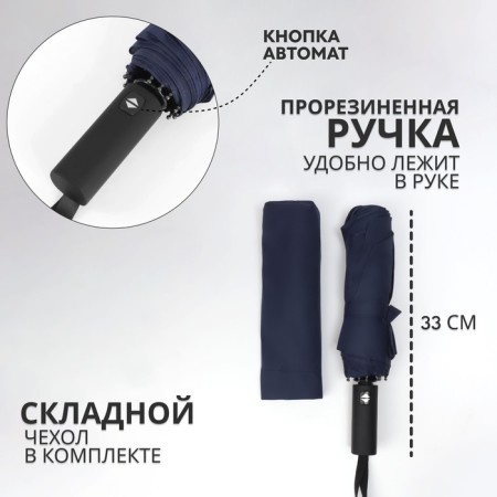 Automatic umbrella "Lanford", 3 additions, 12 spokes, r = 53 cm, dark blue color-1