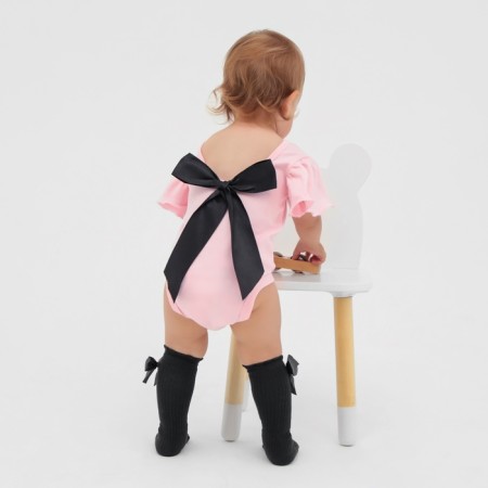 Bodi Kroshka I am "black bow", pink, r.22, height 62-68-8