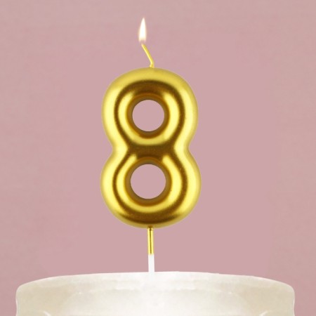 Candle for the cake, the number "8", gold, 4 x 10 cm.-5